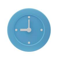 3d horloge, temps indicateur icône. bleu l'horloge dans minimal conception. temps concept. heure et minute sur cadran. vecteur le rendu isolé illustration