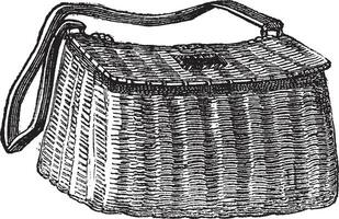 du pêcheur panier, ancien gravure vecteur