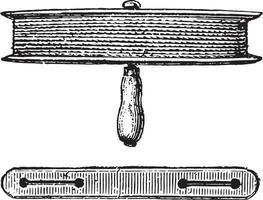 main bobine vu de côté et vers le haut, ancien gravure. vecteur