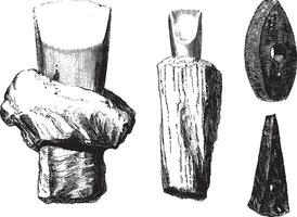 gaulois instruments, objets découvert dans le des lacs de Suisse, ancien gravure. vecteur
