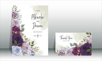 belle conception de modèle de carte d'invitation de mariage floral vecteur