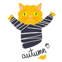 dessin de chat d'automne mignon avec inscription. vecteur