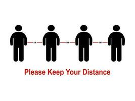 S'il vous plaît garder votre distance vecteur illustration de un mètre de social distance