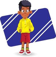 dessin animé garçon afro-américain afro kid vecteur