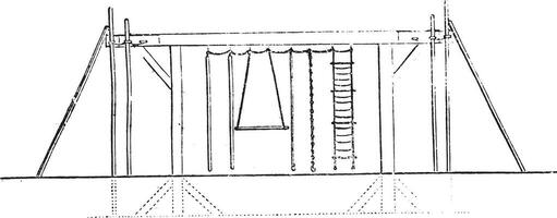 2. portique taillé de tout ses dispositifs, ancien gravure. vecteur