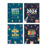 pack de content Nouveau année cartes postales vecteur