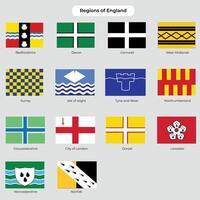 tout Régions de Angleterre drapeaux vecteur