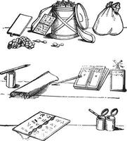 manuscrits, comprimés, l'écriture cas, des stylos, stylets découvert à Pompéi, ancien gravure. vecteur
