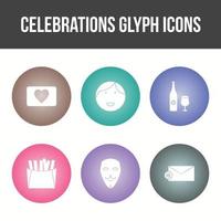 ensemble d'icônes de vecteur de glyphe de célébration unique
