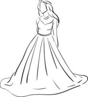 esquisser de une mariage robe illustration Couleur vecteur sur blanc Contexte