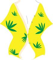 Jaune peignoir de bain avec cannabis impression illustration de base rgb vecteur sur blanc Contexte