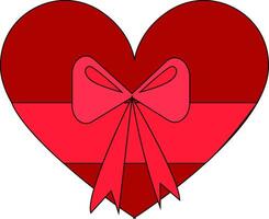 rouge en forme de coeur présent boîte avec rose arc vecteur illustration sur une blanc Contexte