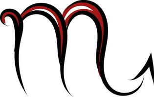 Facile noir et rouge tatouage esquisser de horoscope signe scorpionvecteur illustration sur blanc Contexte vecteur