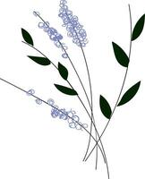 Facile vecteur illustration de violet fleurs avec noir feuilles sur noir branche sur blanc Contexte