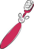 rose brosse à dents pour les enfants avec une lapin sur vecteur illustration o blanc Contexte