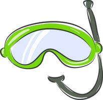 Facile image de vert plongée en apnée des lunettes de protection vecteur illustration sur blanc Contexte