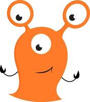 Orange monstre avec Trois gros yeux et content visage vecteur illustration sur blanc Contexte