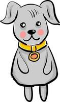 une gris chien avec une d'or collier regards mignonne vecteur ou Couleur illustration