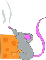 une gris rat dans l'amour avec Jaune fromage vecteur ou Couleur illustration