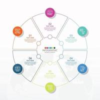 modèle d'infographie de cercle de base avec 6 étapes vecteur