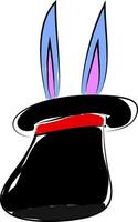 deux lapin oreilles visible de une noir longue chapeau usé de une magicien vecteur Couleur dessin ou illustration