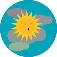 une clipart de une bleu nuageux ciel avec brillant Jaune en train de dormir Soleil vecteur Couleur dessin ou illustration