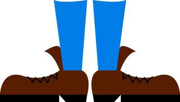 clipart de une jambe portant une marron cuir chaussure et bleu chaussettes vecteur Couleur dessin ou illustration