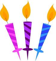 Trois magnifique conçu embrasé bougies monté sur individuel des stands pour fête vecteur Couleur dessin ou illustration