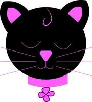 une duveteux noir chaton avec brillant violet cou ruban arc vecteur Couleur dessin ou illustration