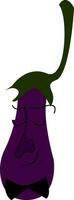 un aubergine avec longue tige habillé en haut dans arc attacher vecteur Couleur dessin ou illustration