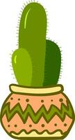 Trois forme linéaire cactus dans une magnifique décoré en terre pot fournit supplémentaire style à le espace occupé vecteur Couleur dessin ou illustration