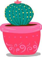 une rond forme cactus avec rose fleur dans une rose pot fournit supplémentaire style à le espace occupé vecteur Couleur dessin ou illustration