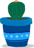 une cactus plante avec rose fleur dans une magnifique bleu pot fournit supplémentaire style à le espace occupé vecteur Couleur dessin ou illustration