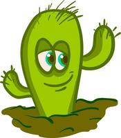 une grand souriant cactus plante emoji croissance dans le désert vecteur Couleur dessin ou illustration