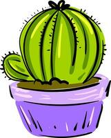 La peinture de cactus plante dans violet fleur pot fournit supplémentaire style à le espace occupé vecteur Couleur dessin ou illustration