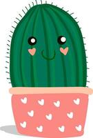 cactus plante avec une souriant emoji dans une rose fleur pot vecteur Couleur dessin ou illustration