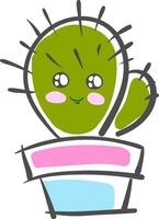 La peinture de une content épineux cactus plante emoji vecteur Couleur dessin ou illustration