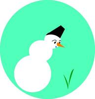 bonhomme de neige à la recherche à vert herbe vecteur ou Couleur illustration