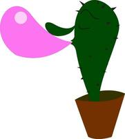 cactus soufflant bulle gencive vecteur ou Couleur illustration