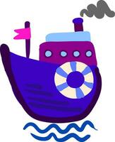 dessin de une violet vapeur bateau vecteur ou Couleur illustration