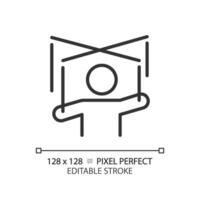 2d pixel parfait modifiable noir manipulation icône, isolé Facile vecteur, mince ligne illustration représentant psychologie. vecteur