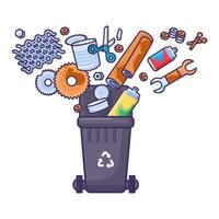 métal déchets recyclage caressé poubelle poubelle récipient vecteur