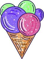 crème glacée colorée, illustration, vecteur sur fond blanc