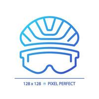 2d pixel parfait pente œil protection icône, isolé vecteur, mince ligne illustration représentant œil se soucier. vecteur