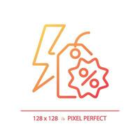 2d pixel parfait pente éclat vente icône, isolé Facile vecteur, mince ligne illustration représentant remises. vecteur