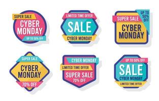 collection de badges de vente du cyber lundi