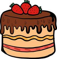 gâteau aux fraises, illustration, vecteur sur fond blanc