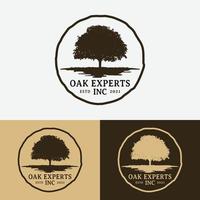 érable de chêne pour les experts d'arbres de paysage en plein air entreprise de marque entreprise dans un modèle de conception de logo de style rustique ancien hipster rétro vintage vecteur