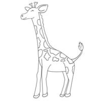 illustration de vecteur animal girafe mignon dessiné à la main isolé dans un fond blanc