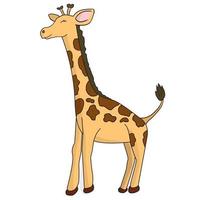 illustration de vecteur animal girafe mignon dessiné à la main isolé dans un fond blanc